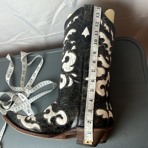 Corral Vintage Black Beetle and White Laser Inlay Western Boots A1965 Size 7M - Picture 10 of 12